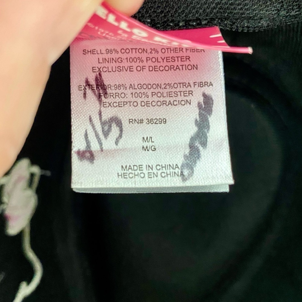 HELLO KITTY Fedora Black Hot Pink Ribbon Bow White Hello Kitty Youth Size M/L - Picture 7 of 7